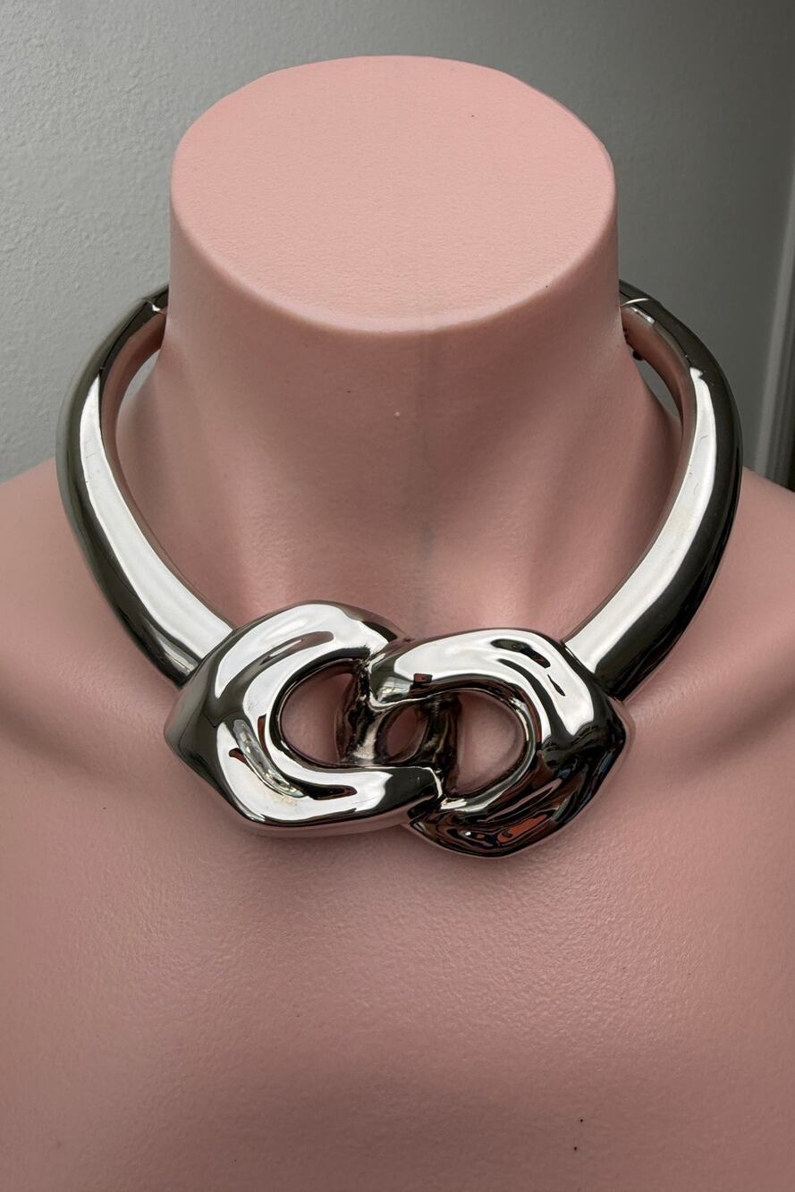 Alexander McQueen Silver Sculptural Choker Women M